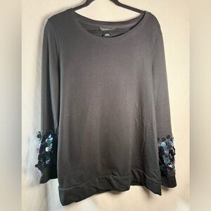Michel Studio Collection Pullover Crew Neck Sweater w/Sequins - Size 2X in Black